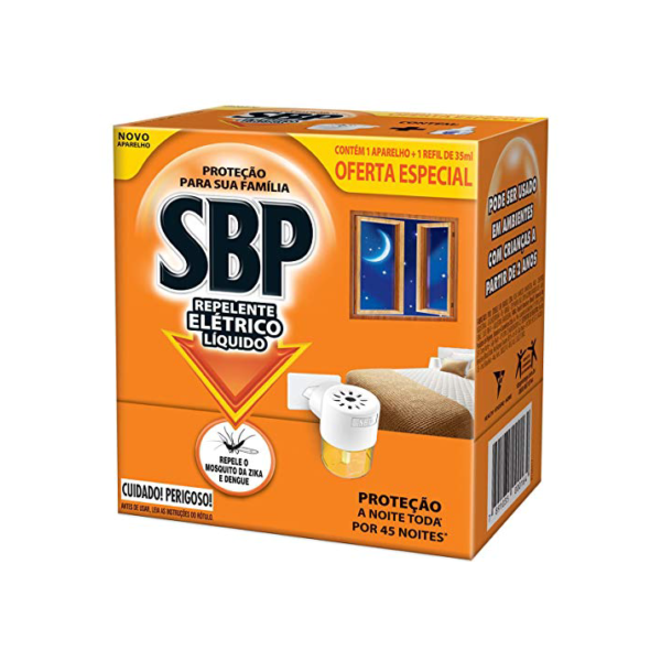 SBP Repelente Elétrico Líquido 45 Noites Novo Aparelho + Refil