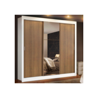 Guarda Roupa Casal Madesa Mônaco 3 Portas de Correr com Espelho - Branco/Rustic