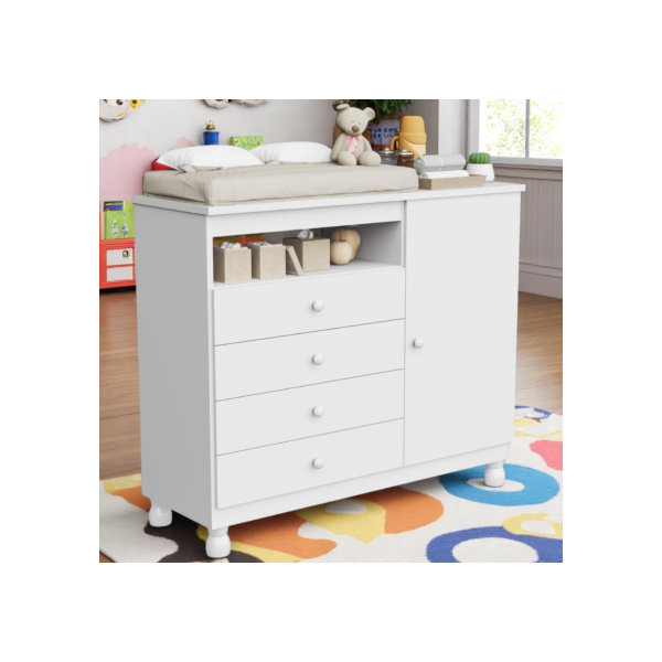 Cômoda Organizadora  Roupas com trocador Gavetas Gaveteiro Quarto Bebe Baby Multiuso  Pés Regulagem