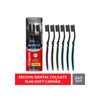 Escova de Dente Colgate Slim Soft Black Com Infusão de Carvão 6 unidades