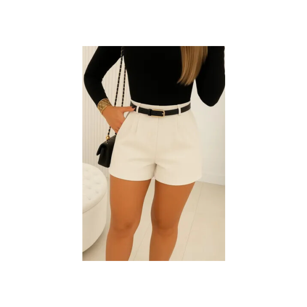 Short Alfaiataria Feminino Com Bolso E Zíper Na Lateral