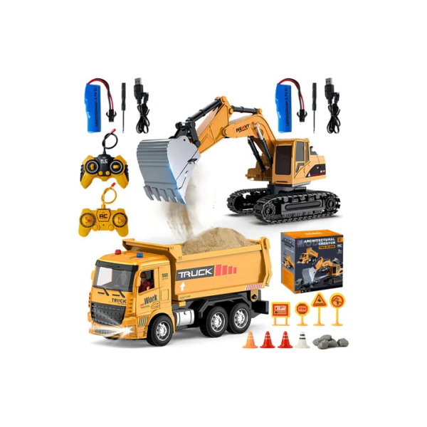 Carros de escavadeira Controle Brinquedos Engenharia 2in1 brinquedo RC Carros Com luz, controlador independente, melhor presente