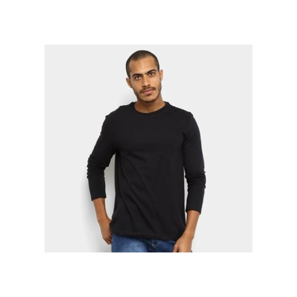 Camiseta Hering Básica Manga Longa Masculina - Preto