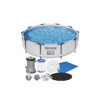 Piscina Estrutural 4678L Circular Pro Max + Filtro 110v ou 220v + Capa + Lona Bestway