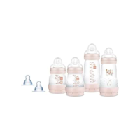 MAM Baby Kit 4 Mamadeiras Easy Start Gift Set Anticólica e Menos Bolhas de Ar, para Crianças 0+ Meses AutoEsterilizável e com Bico de Silicone Skinsoft, Rosa