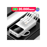 Power Bank 20000mAh com Visor Digital: Carregamento Ultra-Rápido e 4 Portas USB, Carregador Portátil