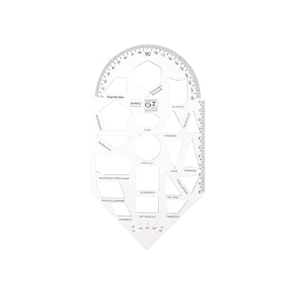 Regua Plastica geometrica x 10 unidades, Waleu 10340001, Multicor