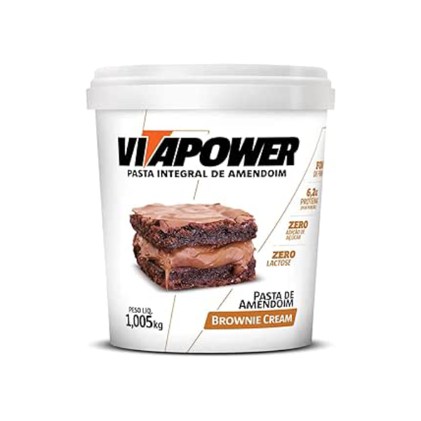 Vita Power Pasta De Amendoim Sabores Gourmet (1 005Kg) - Sabor Brownie De Chocolate