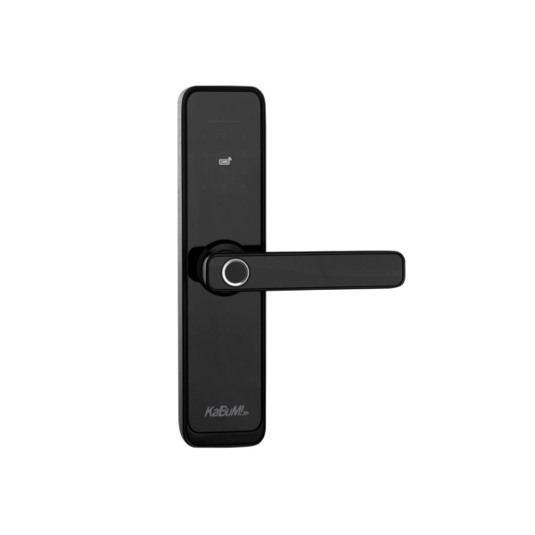 Fechadura Digital KaBuM! Smart 500 - Biometria, controle via aplicativo, Vidro Preto (Com maçaneta) - KBSG001