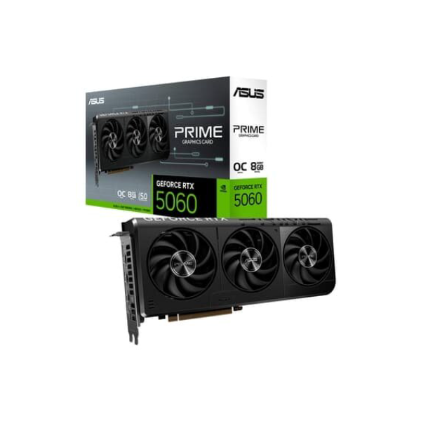 Placa de Vídeo ASUS PRIME RTX 5060 O8G NVIDIA GeForce, 8GB GDDR7, 2595MHz, 128 bits, DLSS 4, Triple Fan, Ray Tracing - PRIME-RTX5060-O8G