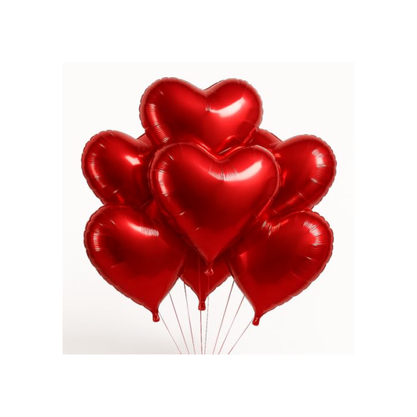 Kit 10 Balões Coração Vermelho 24" Polegadas (60cm) Metalizado Liso para Festa Casamento Dia dos Namorados Decoração Romântica e Aniversário