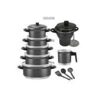 Jogo de Panelas Kit 10 Pçs Caçarola+Leiteira+Talheres e Cuscuzeiro