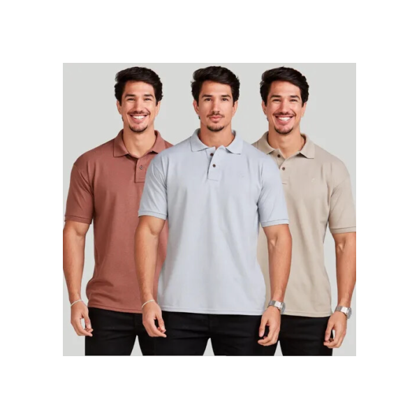 Kit 3 Camisas Masculinas Polo Piquet Casual Alta Qualidade