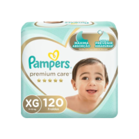 Fralda Descartável Pampers Premium Care – Tamanho XG, 120 Unidades – Proteção Suave com ajuste flexível e respirável, Ajuda a Prevenir Assaduras em seu Bebê, com Loção Hipoalergênica