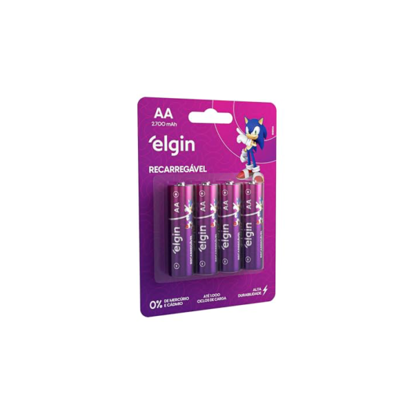 Pilha recarregável AA 2700Mah Elgin Com 4 unidades Comum