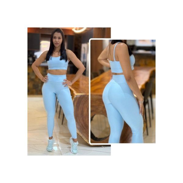 Conjunto Feminino de Academia Calça Legging + Top com Alta Compressão e Zero Transparência