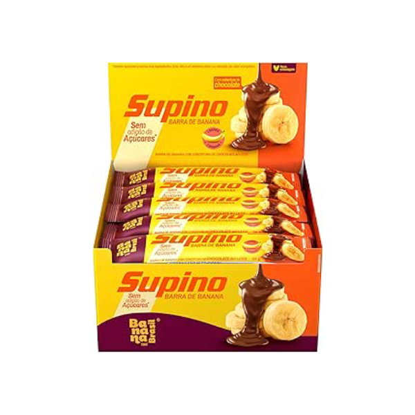 Banana Brasil Barra De Frutas Supino Zero Banana Com Cobertura Chocolate Ao Leite Com 20 Unidades De 24 G