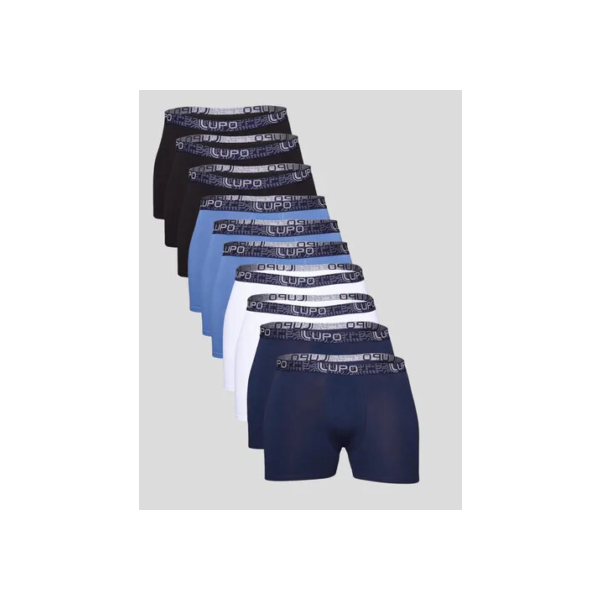 Kit Cueca Boxer Masculina Em Algodão 10 Peças Lupo 0523-966
