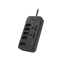 Filtro de Linha, Extensão Tomada, Régua Tomada, Régua de Energia, 5 Tomadas, 2 Interfaces USB, 1 Porta USB Tipo-C, 2 Tomada Universal, Cabo de Alimentação de 1,9 metros (Preto)