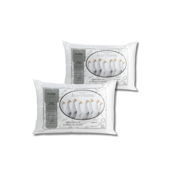 Kit Travesseiro Pena de Ganso 02 Pçs 70cm x 50cm Antialérgico - Malucasim