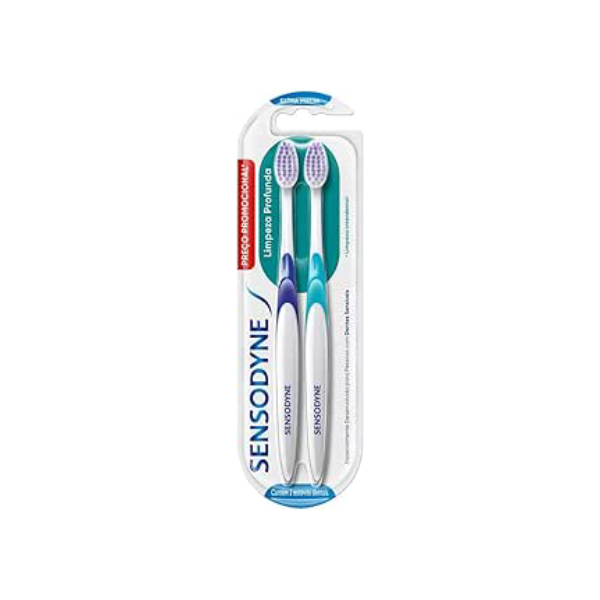 Sensodyne Limpeza Profunda Escova de Dente Extra Macia para Dentes Sensíveis - Kit com 2 unid.