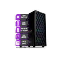 PC Gamer Mancer, AMD Ryzen 5 5600, RX 580 8GB, 16GB DDR4, SSD 480GB, Fonte 500W 80 Plus