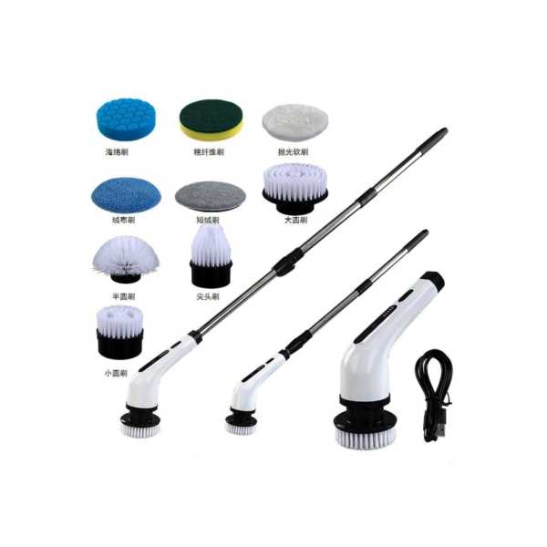 Escova elétrica para limpeza de janelas de cozinha e banheiro 9 em 1 recarregável ajustável -HM1104