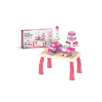 MESA INFANTIL EDUCATIVA COM BLOCOS DE MONTAR MEGA COMPRAS (Rosa)