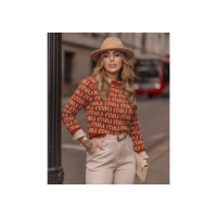 Blusa de lã feminina de frio tricot suéter de tricô detalhado básico premium