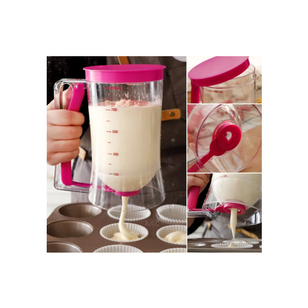 Jarra Dispenser Dosador Medidor de Massas 900ml p/ Cupcake Panqueca Waffle Crepe Bolo Confeitaria