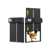 Porta automática de galinheiro, abridor de porta de frango de alumínio, temporizador controlado, porta de galinheiro aberta/fechada, função anti-pitada