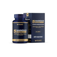 5 Magnésios 500mg 120 Cápsulas - Quelato Malato Taurato Citrato e Óxido de Magnésio
