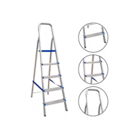 Escada Portátil Doméstica 5 Degraus Alumínio Antiderrapante Suporta Até 120kg - Real Escadas