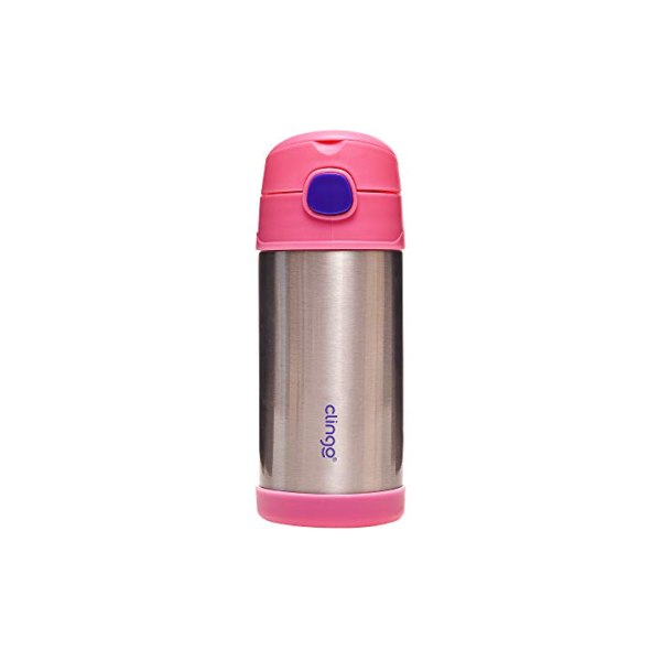 Clingo Garrafa Térmica Infantil Dupla Camada, Antivazamento, Livre de BPA, 310 ml, Inox, Rosa