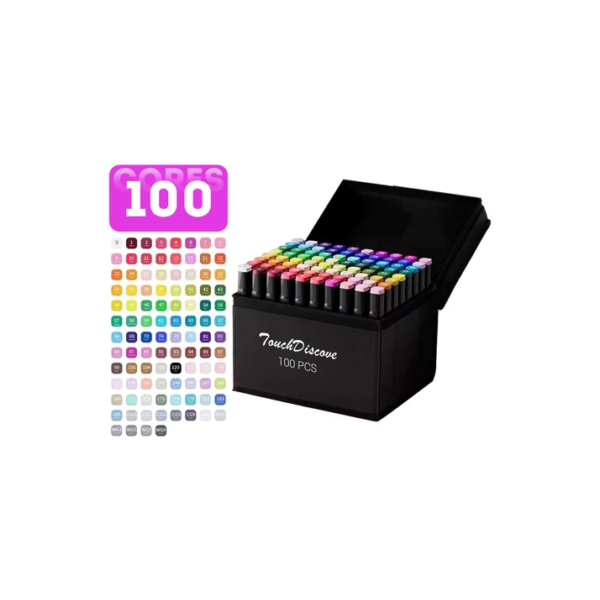 Conjunto Caneta Marcador Canetinha Ponta Dupla 100cores Kit