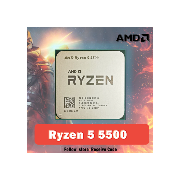 Processador AMD Ryzen 5 5500 R5 5500 3,6 GHz 6 núcleos e 12 threads 7NM L3 = 16M 100- 000000457   Soquete AM4 Sem Ventilador