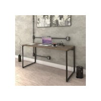 Mesa para Escritório Office Estilo Industrial 1,50m Kuadra, Compace, Carvalho Dark/Est.Preta