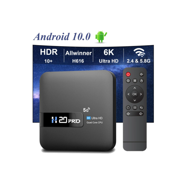 HONGTOP H20PRO Smart TV Box WiFi6 Android 10 6K 4K 3D Media Player TV Box Android 2.4G 5G WIFI muito rápido 1080p Set Top Box