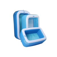 Piscina inflável Retangular Azul Familiar PVC Resistente 150 cm a 305 cm Infantil e Adulto VG Plus
