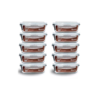 Conjunto 10 Potes 640ml Vidro Hermético 4 Travas Marmita Aura Do Brasil