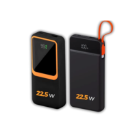 Carregador Portátil (Power Bank) 20000Mah Turbo 22.5w Carregamento Ultra Rápido PD Visor Led com 2 Saídas Compatível com Android e IOS (Preto)