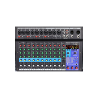 VEDO A12 Mesa De Som 12 Canais Mixer De áudio Bluetooth USB Phantom 48+v Com Atraso E Efeitos De Som Elétrico Tela LCD