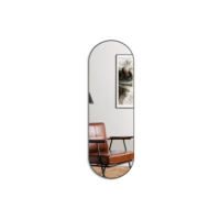 Espelho Ovalada de Parede Oval 150x50cm Rei dos Vidros Borda Couro Preto