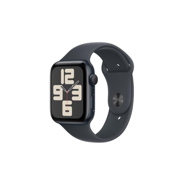 Apple Watch SE GPS • Caixa meia-noite de alumínio – 44 mm • Pulseira esportiva meia-noite – P/M