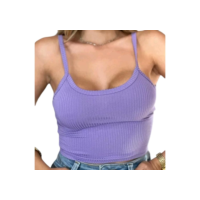 2 CROPPED /TOP FEMININO De Alcinha Canelado- Várias Cores