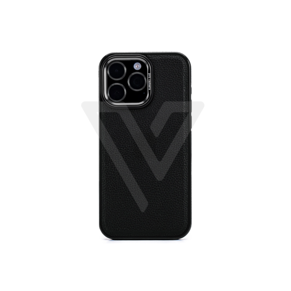 Capa Magsafe de Couro Preta para iPhone 11/12/13/14/15/16Pro Max com Adsorção Magnética, Antichoque e Protetor de Câmera