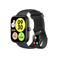 Smartwatch Relógio Inteligente, Tela HD de 1,83" Relógio Fitness com Alexa, 120 Esportes, Frequência Cardíaca e Monitoramento do Sono, IP68 à rova d'água, Compatível com Android iOS, 2 Pulseiras Preto