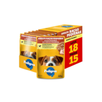 Pack Ração Úmida Pedigree Sachê Frango ao Molho para Cães Adultos de Raças Pequenas - Leve 18 Pague 15