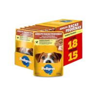 Pack Ração Úmida Pedigree Sachê Frango ao Molho para Cães Adultos de Raças Pequenas - Leve 18 Pague 15