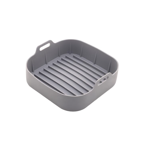 LYOR - Forma Quadrada de Silicone para Air Fryer Cinza 20Cm x 7Cm